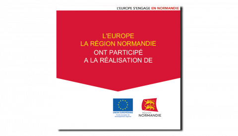 Modèle plaque permanente cofinancement Europe- Région Normandie